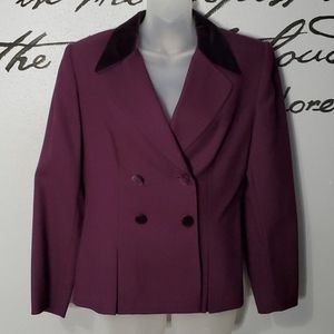 Emily, Wine Double-Breasted Blazer, Velvet Collar, 6